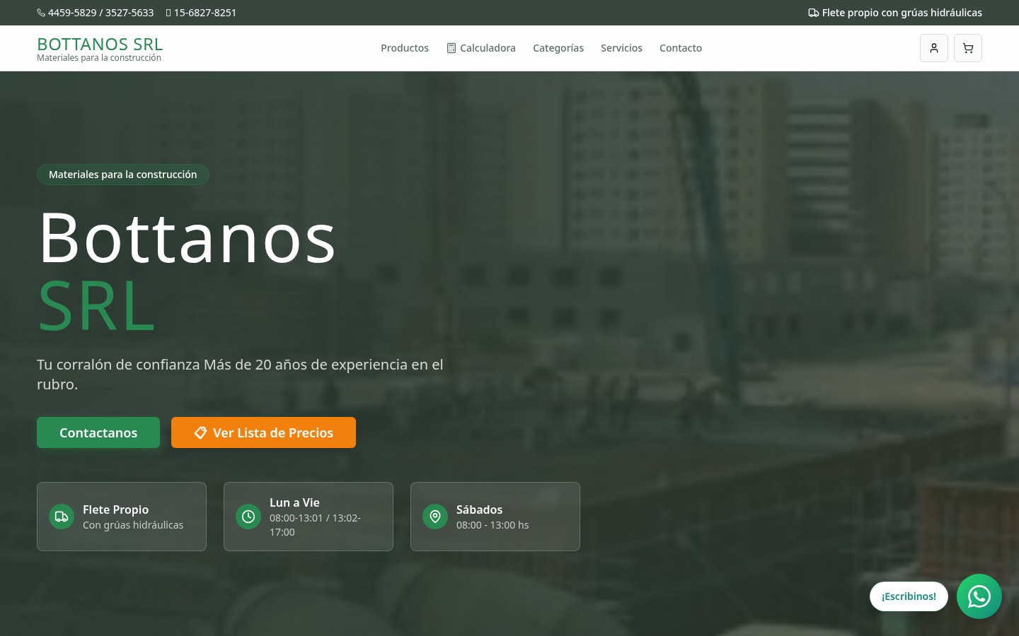 Sitio web desarrollado para BOTTANOS